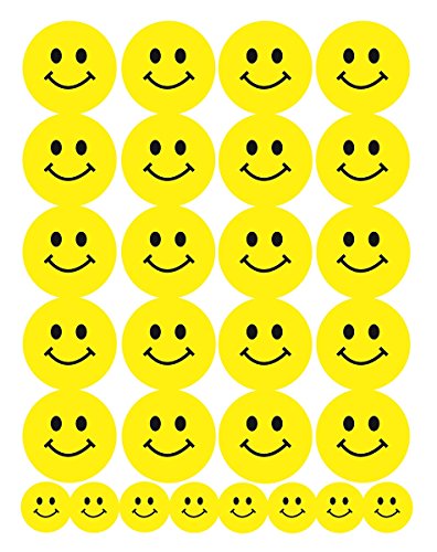 Hygloss Products Happy Smiley Face Yellow Dot Stickers - 84 Labels - 3 Sheets