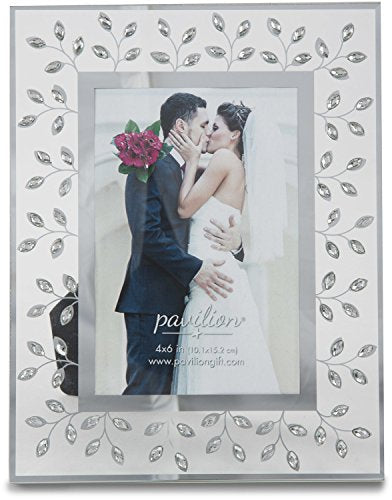 Pavilion Gift Company Glorious Occasions Tree Branch White Crystal Wedding Picture Frame, 4" x 6", Silver