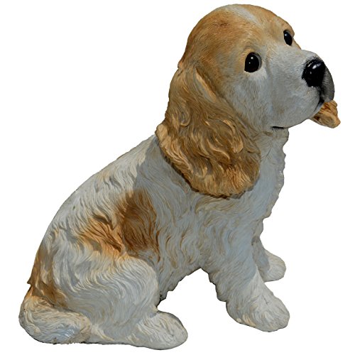BFG supply Michael Carr Designs Buffy-Cocker Spaniel Puppy M White/Tan Outdoor Puppy Dog Figurine for Gardens, patios and lawns (80094)