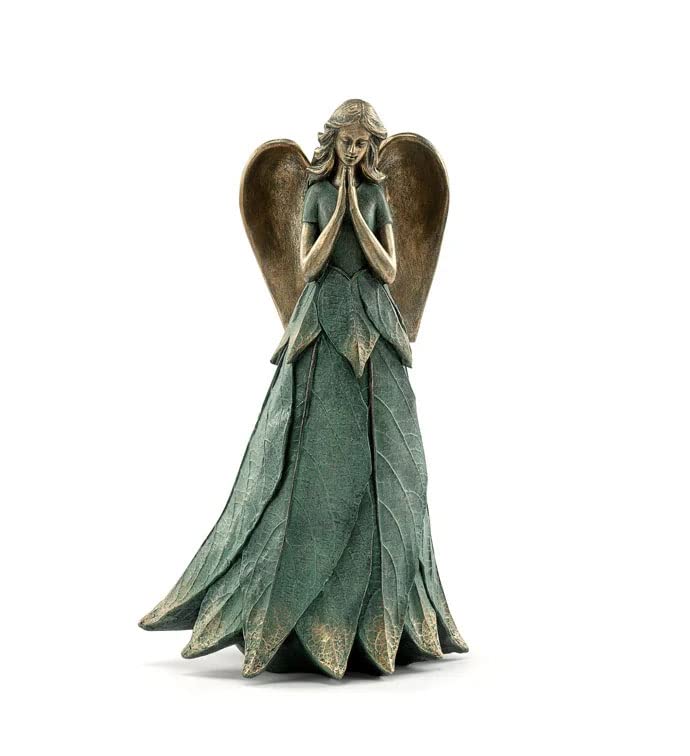 Napco Praying Angel Green 11 x 6.5 Resin Outdoor Garden Statue