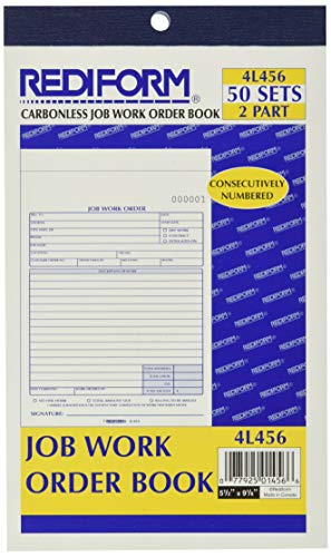 REDIFORM Job Work Order Book, 5 1/2 x 9 1/8, Two Part, 50/Book
