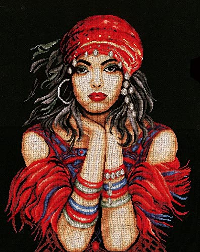 Lanarte Vervaco PN-0144529 | Gypsy Girl | 14 Count Counted Cross Stitch Kit | 41 x 50cm