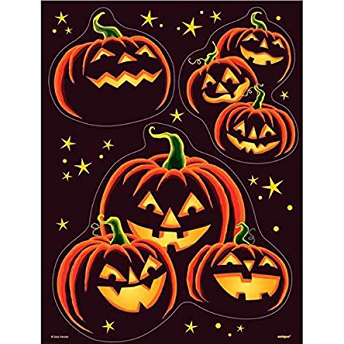 Unique Industries Pumpkin Grin Halloween Window Decal Cling, 1 Ct, Multicolor