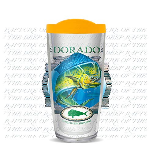 Freeheart Dorado Fish, Yellow Lid Tumbler Cup 16 Oz, Temperature Retention, Thermal Insulated, Dishwasher and Microwave Safe, JQ Collection