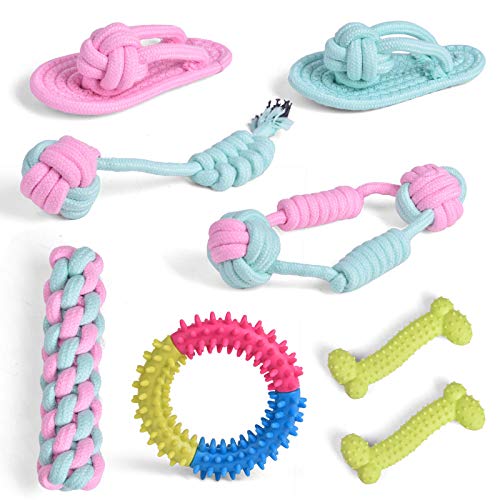 FUN LITTLE TOYS Dog Rope Toys Dog Toy Set for Medium Large Dogs Pet Rope Toys Pink Green Dog Slipper Toy