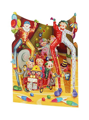 Boston International SANTORO 3D Swing Greeting Card, Big Top Clowns