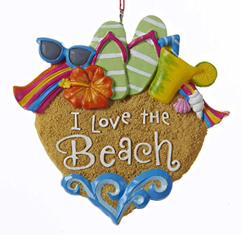 Kurt Adler I Love the Beach Sandals Sunglasses Shells Christmas Ornament