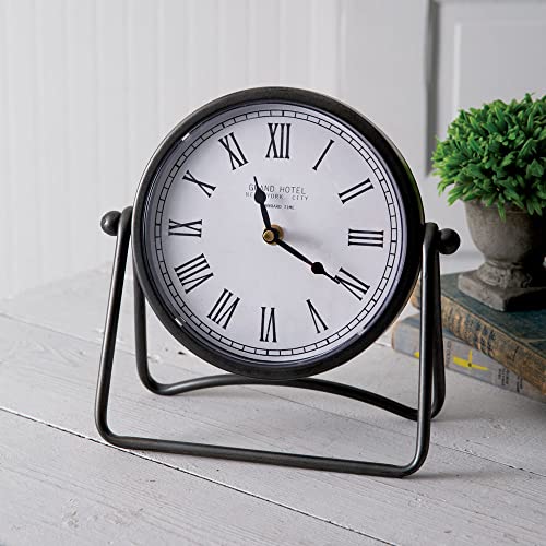 CTW Home Collection 530576 Industrial A-Frame Tabletop Clock, 9.5-inch Height