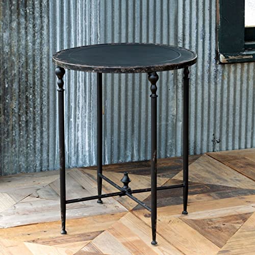 Park Hill Collections EFT00153 Antique Black Round Side Table, 24-inch Height, Metal