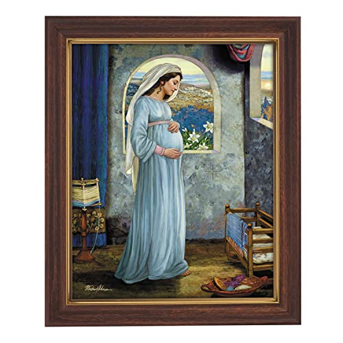 Christian Brands Pregnant Virgin Mary Mother of God Print in Wood Frame, 12 1/2 Inch