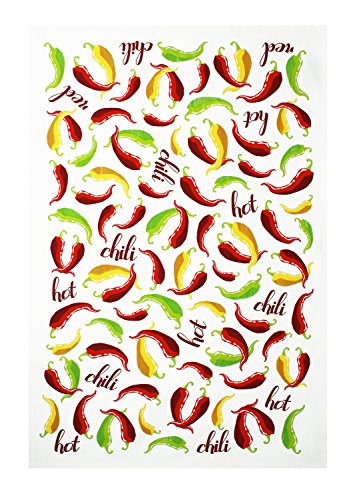 MUkitchen 100% Cotton Oversized Designer Kitchen Towel, Chili Pepper - 20 x 30 inches