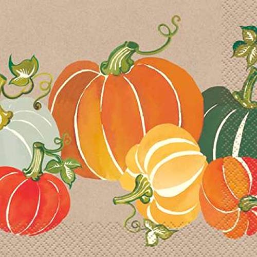 Unique Industries Colorful Pumpkins Paper Beverage Napkins - 16 Pcs
