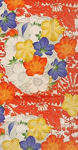 Boston International IHR 3-Ply Paper Napkins, 16-Count Guest Size, Kimono Flowers Cream