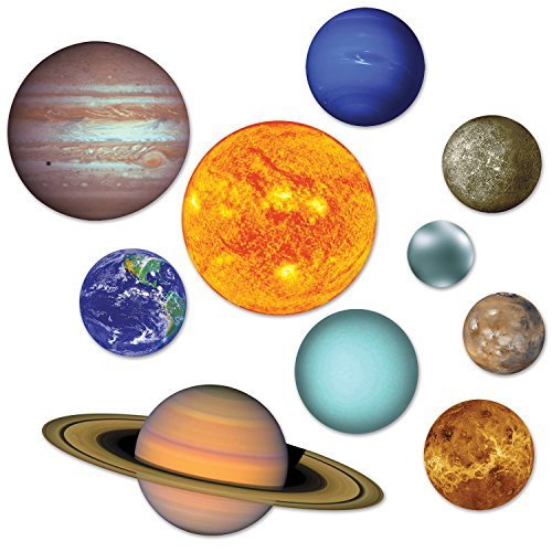 Beistle Planets Outer Space Cutouts-10 Pcs, RED, Blue, 10 Pieces