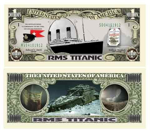 American Art Classics Titanic Commemorative Million Dollar Bill Limited Edition Collectible Novelty Dollar Bill in Currency Holder - Best Gift