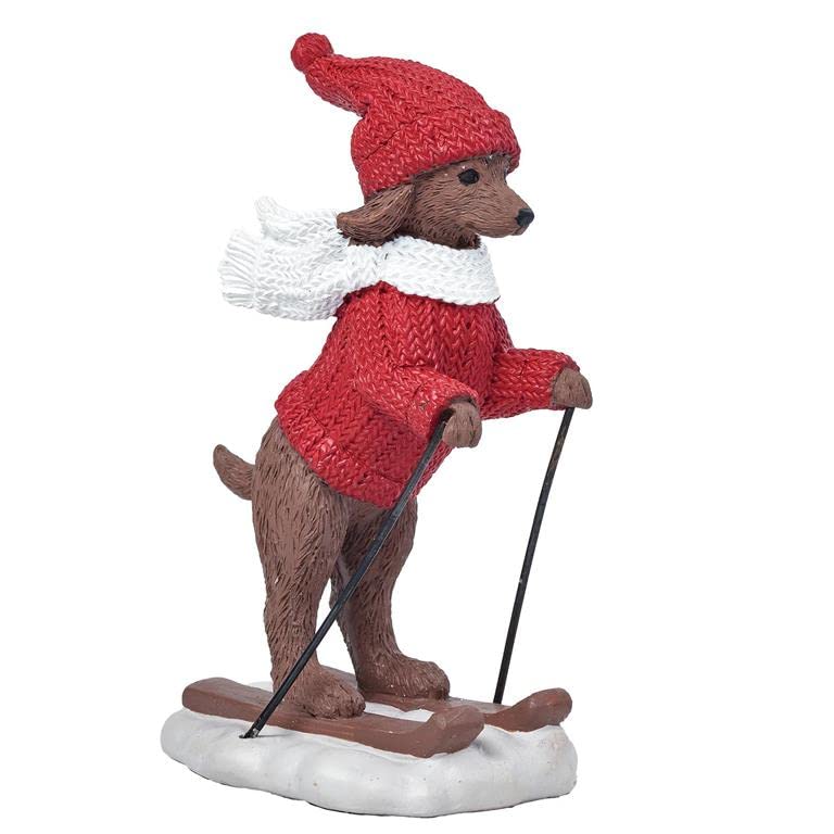 Blossom Bucket Skiing Dog with Red Sweater