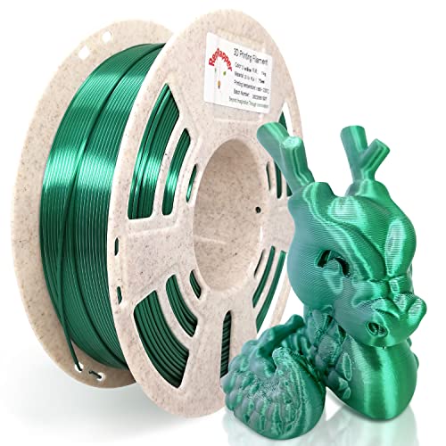 Reprapper Dual Color Filament Coextrusion PLA Filament 1.75mm for 3D Printer & 3D Pen, Multicolor Like Rainbow PLA, 2.2lbs (1kg), Silk PLA Silver & Green