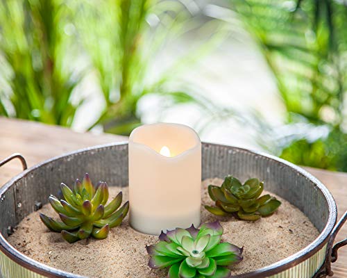 Gerson Outdoor Solar Flameless Candle Weatherproof White Resin Flickering Amber Flame (3x4)