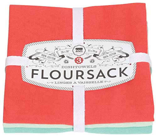 Now Designs Floursack Kitchen Dish Towels Fiests/Jade/Lucite 20 x 30in, Set of 3
