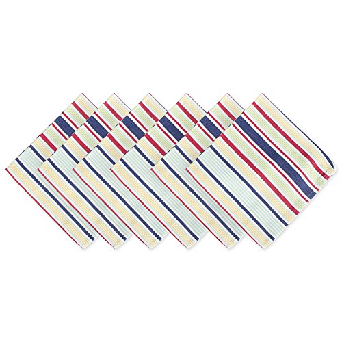 DII Design 100% Cotton Buffet Napkin, Machine Washable, Oversized, Everyday Basic, 20x20, Basic Stripe, 6 Piece