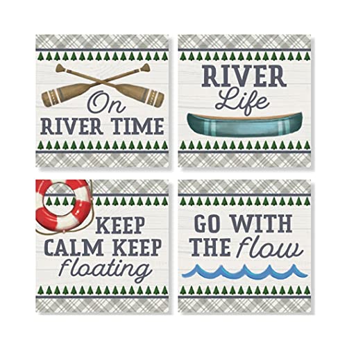 Carson SS75114 Plaid River Square House Coaster, Set of 4