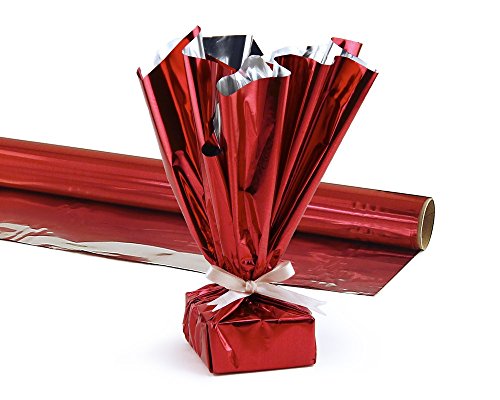 Hygloss Products Mylar Gift Wrap Roll - Great for Gift Bags, Baskets  24 Inch x 8.3 Feet, Red