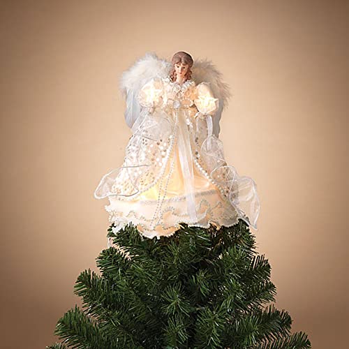 Gerson 2616520 Electric Lighted Ivory Angel Tree Topper 14" H