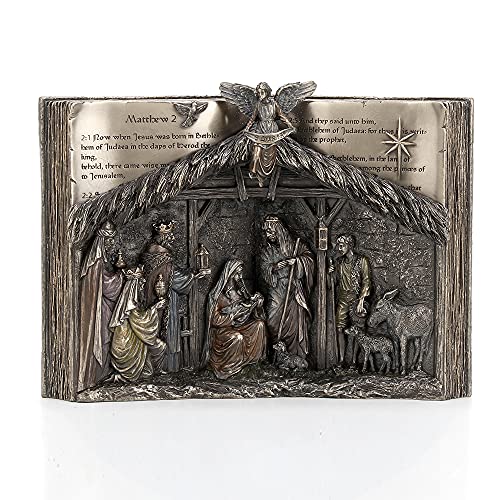 Unicorn Studio Veronese Design 5 1/4 Inch Tall Holy Bible Nativity of Jesus Religious Gift Cold Cast Bronzed Resin Statue Home Decor