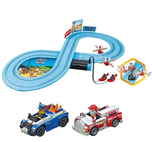 Carrera First Paw Patrol - Slot Car Race Track - Includes 2 Cars: Chase and Marshall - Battery-Powered Beginner Racing Set for Kids Ages 3 Years and Up, Multi