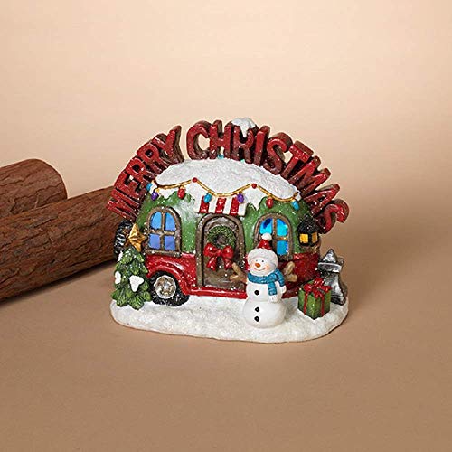 Gerson 2485570 Battery Operated Lighted Decorative Resin Holiday Camper with Music 7.5-inch Height