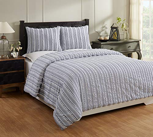 Better Trends Anglique Comforter Collection 100% Cotton Tufted Unique Luxurious Soft Plush Woven Machine Washable Tumble Dry, Full/Queen, Navy
