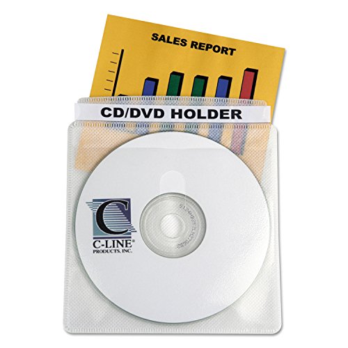 C-Line Deluxe Individual Double-Sided CD/DVD Holders, 5-13/16 x 5-1/32 Inches, 50 per Box (61988)