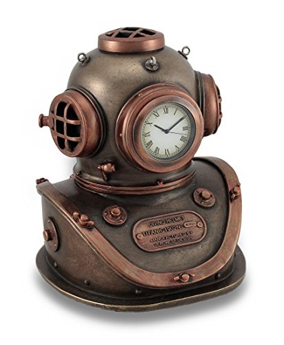 Unicorn Studio Resin Desk Clocks Bronze And Copper Finish Mark V Dive Helmet Desk Clock 4 X 5 X 4.5 Inches Copper