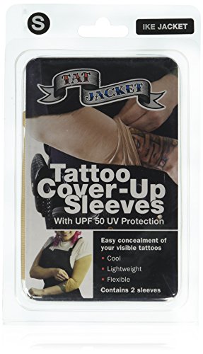 Tatjacket Tattoo Cover Up Concealer Sleeve, 2-PACK,Upper Arm or Calf coverage (IKE Tan), UPF 50 Protection, Slip Free, for Men & Women (Unisex), TAN, SMALL