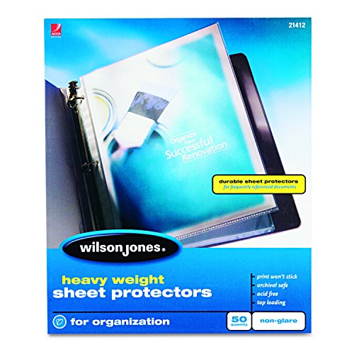 ACCO (Office) Wilson Jones Sheet Protectors, Heavy Weight, Top-Loading, Non-Glare, 50 Sheets/Box (W21412)