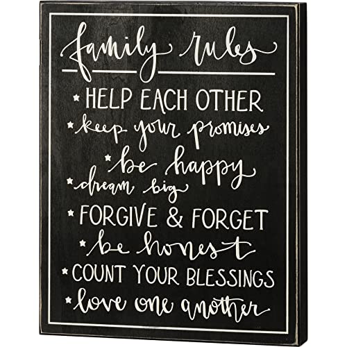 Primitives by Kathy 113213 Box Sign - Family Rules