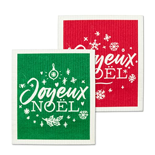 Abbott Collection  Joyeux Noel Dishcloths. Set of 2