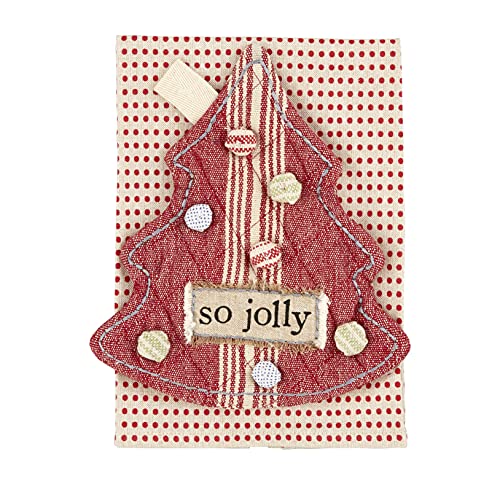 Mud Pie Christmas Tree Pot Holder & Towel Set, Red Tree