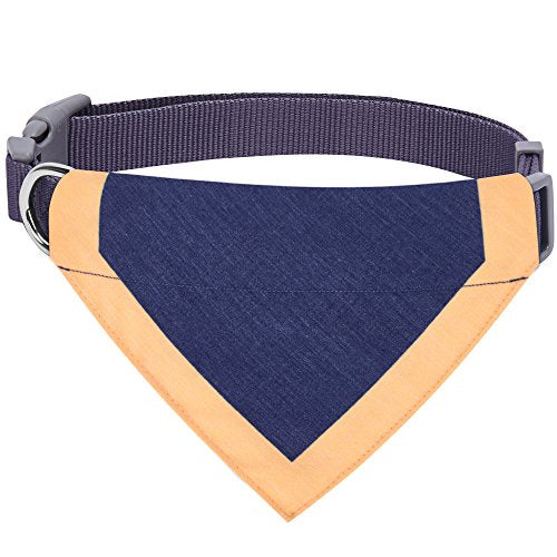 Blueberry Pet 7 Patterns Uptown Chic Stylish Triangle Greyish-Purple Cotton Blend Neckerchief Scarf Bandana Adjustable Dog Collar, Medium, Neck 14.5"-20"