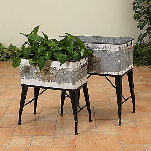 Gerson International Planter with Stand, Metal, 23.8-inch, Set of 2