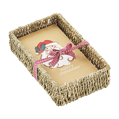 Mud Pie Santa Guest Towel Basket Set, 8 1/2-inch