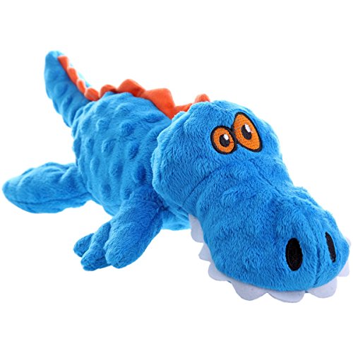 Worldwise goDog Gators With Chew Guard Technology Tough Plush Dog Toy, Blue, Large