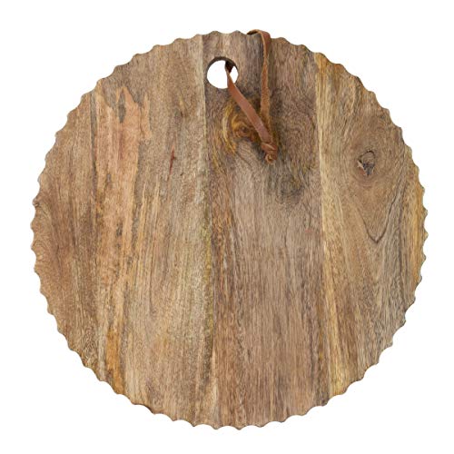 Foreside Home & Garden Large Round Hand Carved Wood Serving Cutting Board