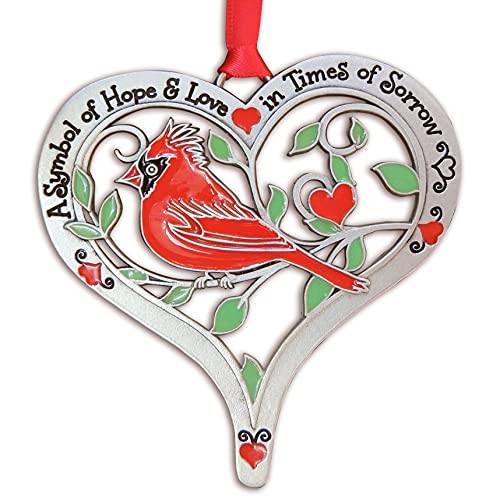 Cathedral Art Abbey & CA Gift Hope & Love Cardinal Ornament W/Epoxy On Red Ribbon, Multi