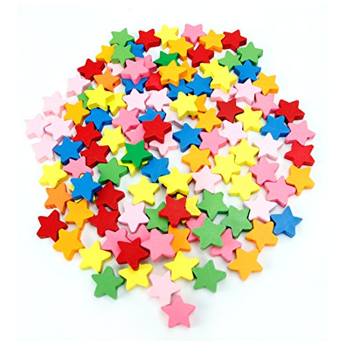 Hygloss Products Wooden Colored Star 50 Beads, Assorted