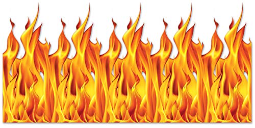 Beistle Plastic Flame Photo Backdrop Burning Fire Photography Background, 4' x 30', Yellow/Orange/Red