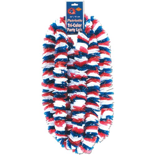 Beistle Soft-Twist Patriotic Poly Leis (red, white, blue) Party Accessory (1 count) (4/Bundle)