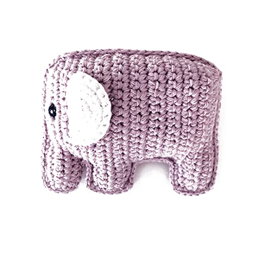 Pebble 200-152 Organic Elephant Rattle, 4-inch Length, Cotton Yarn, Pink