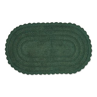 DII Design Crochet Collection Reversible Bath Mat, Large Oval, 21x34, Dark Green