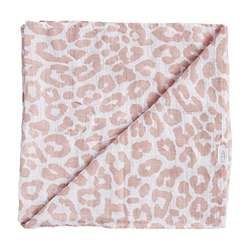 Mud Pie Muslin Swaddle, ‎47" x 47", Mauve Leopard